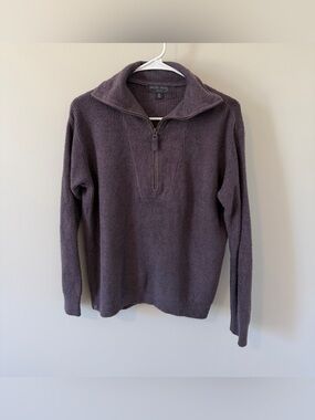 Barefoot Dreams Cozychic Lite Ribbed 1/4 Zip Knit Sweater Size XS Purple